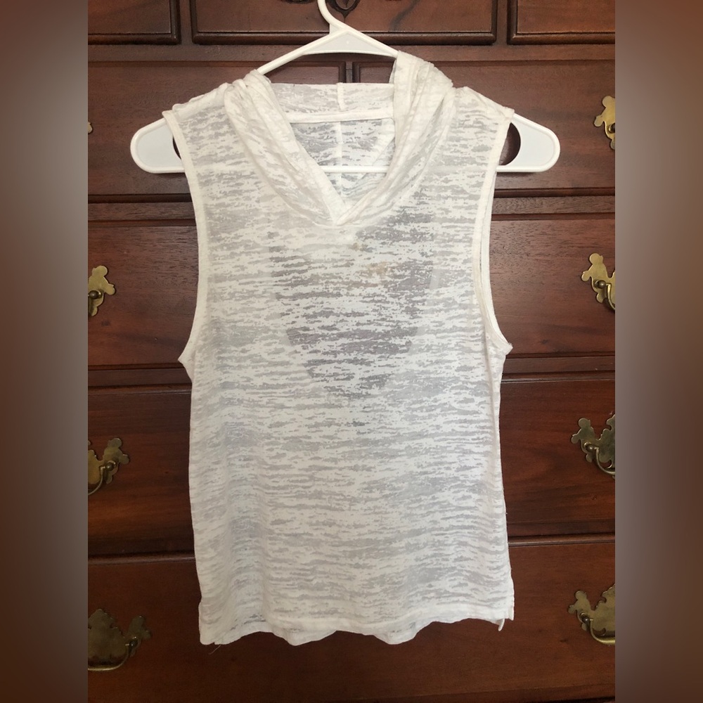 White sheer tank top Hooded cutout back S